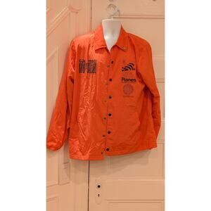 Paper Planes Destination Coach Jacket Mens L Orange Windbreaker Graphics NWT